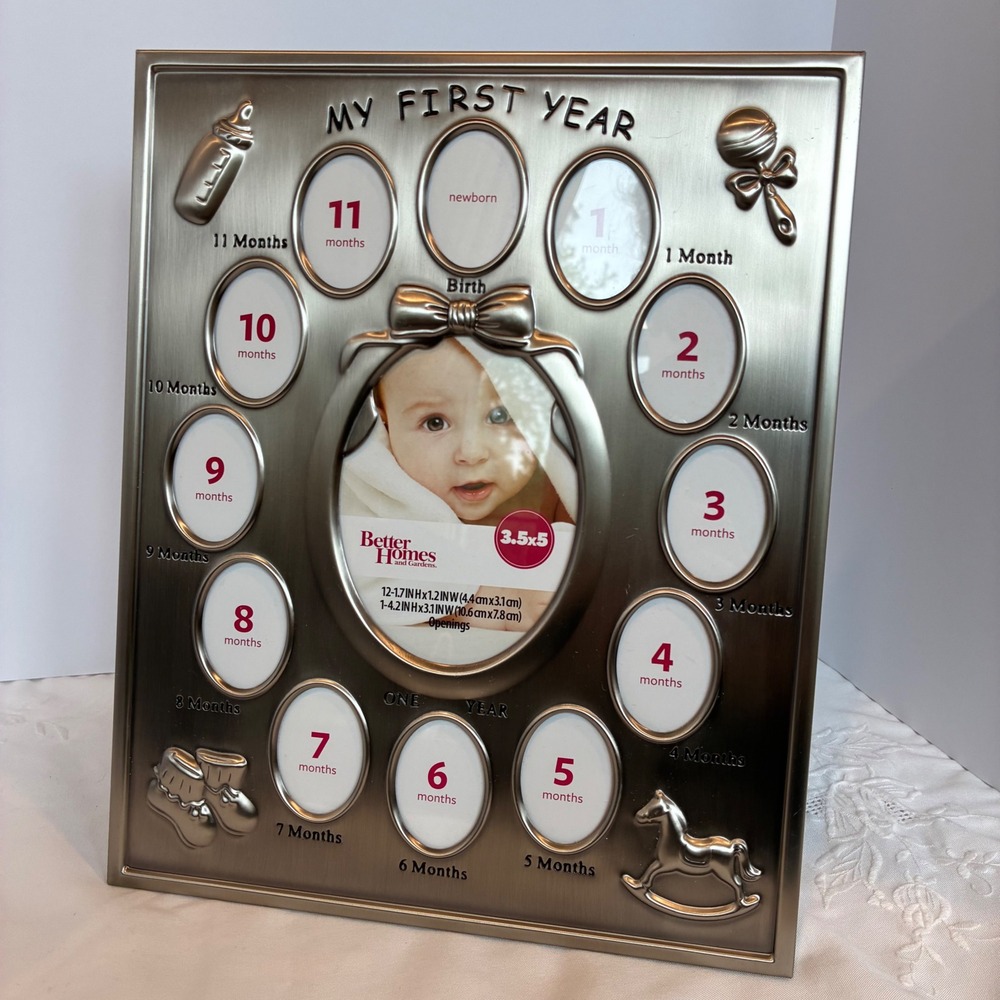 My First Year Picture Frame Baby Shower Nursery Milestone 1st Bday Keepsake